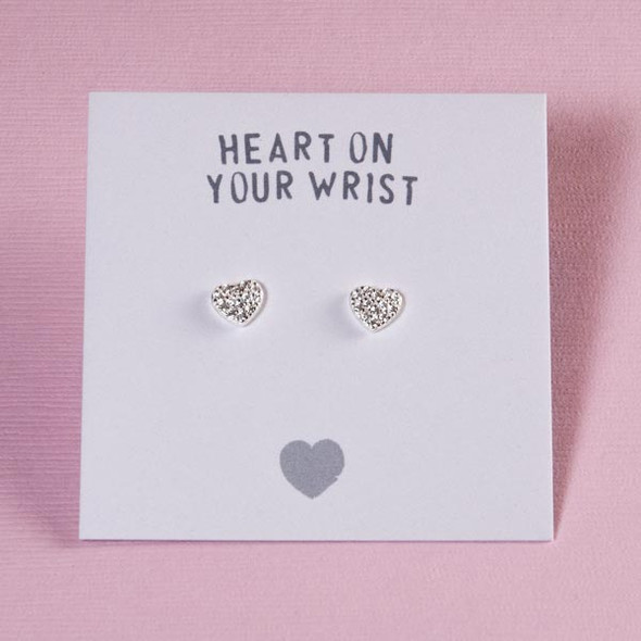 Cubic Zirconia Pave Heart Earrings