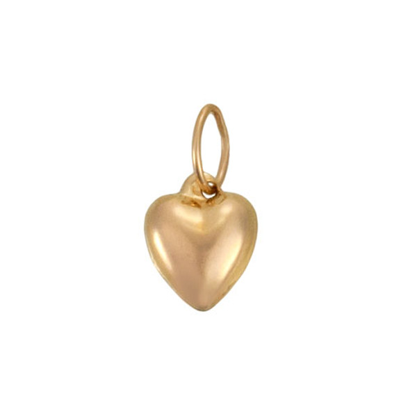 Puffed Heart Gold-Filled Charm, shown close up on white