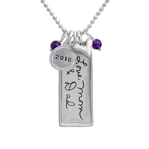 Custom Handwriting Necklace with Picture Inside