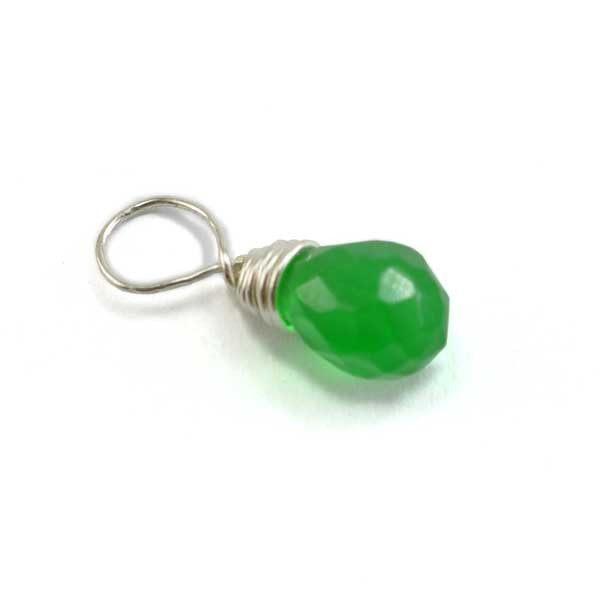 Faceted Green Glass Briolette (May)