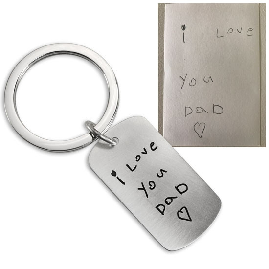 Note to Dad on a silver key ring