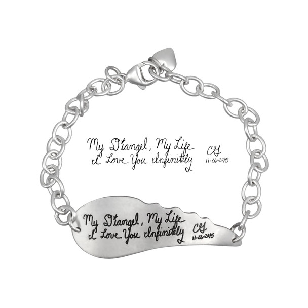 Signature Bracelet Custom Made with Handwriting From a Loved One,shown with original handwriting