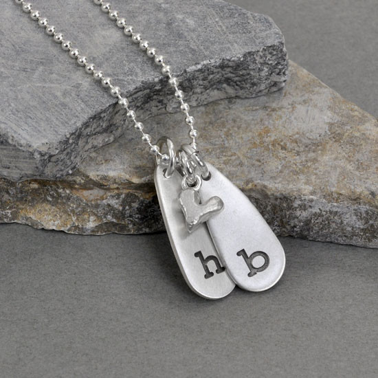 Handmade handstamped initial necklace