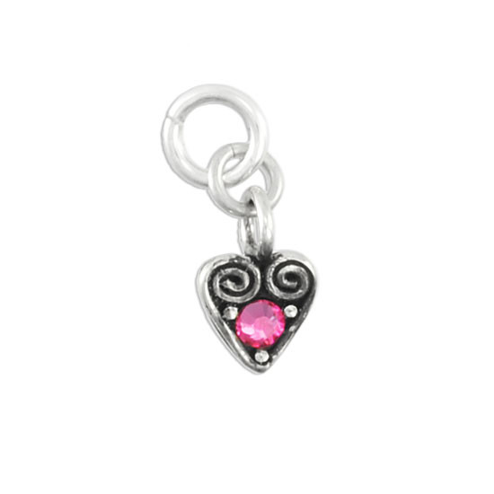 Heart Swirl Charm with October Birthstone