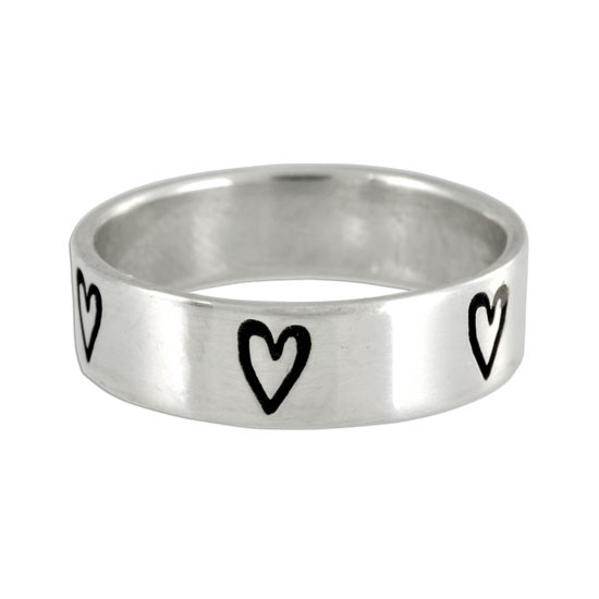 Hand-Stamped Silver Heart Ring