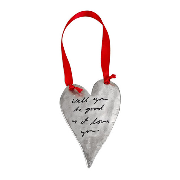 Your handwriting on an fine pewter Christmas ornament, shown on white