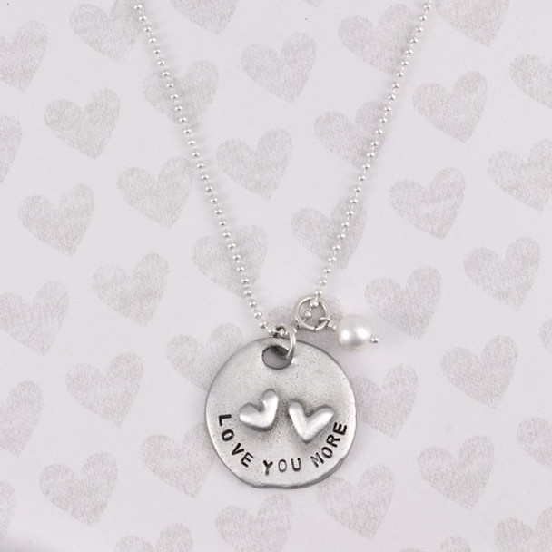 Love you more hand stamped necklace