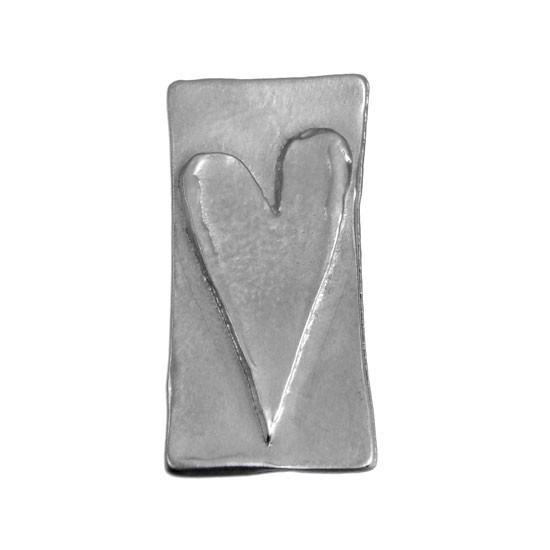 Your handwriting on a fine pewter pocket charm with a raised heart, with the front shown on white