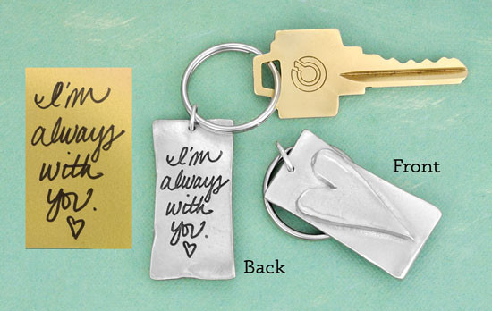 Writing used to create the key chain, and an image with the key