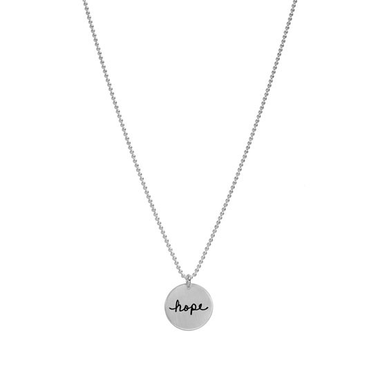sterling silver Cure for PANDAS necklace, with the message "Hope", on a silver chain 