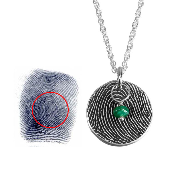 Fingerprint Necklace Round with Birthstone