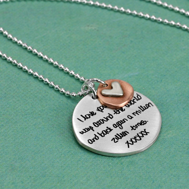 Memorial necklace with handwriting