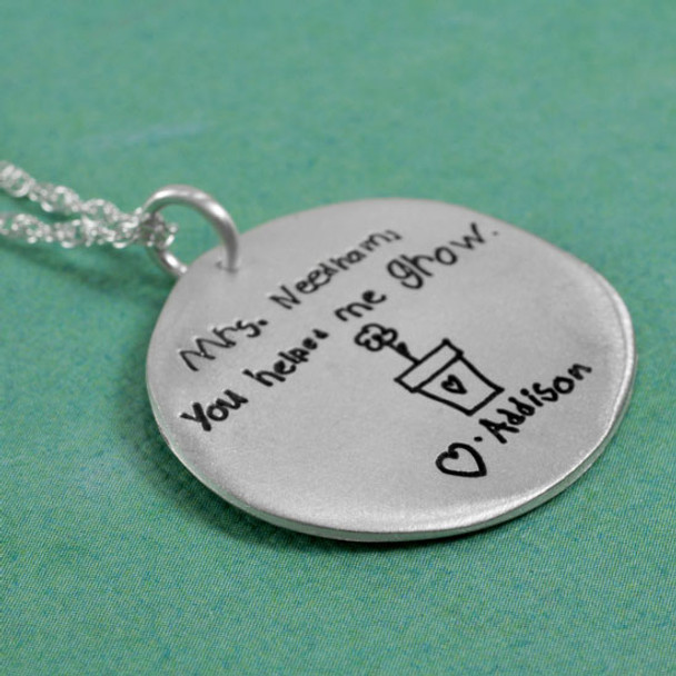 Handwritten necklace teacher gift