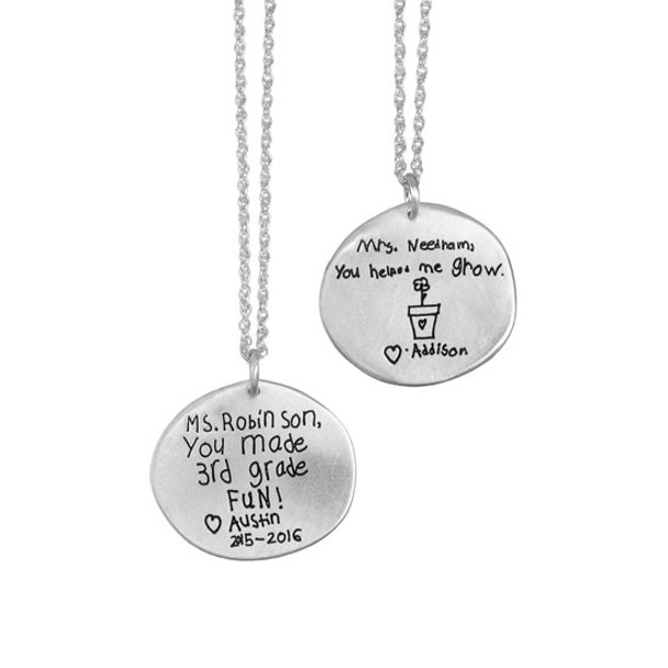 Kid's handwriting on necklace