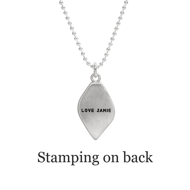 Stamping on back of leaf necklace