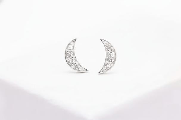 Sparkly moon earrings in sterling silver
