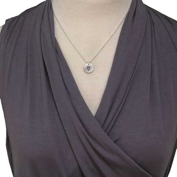 A Simple Thank You Necklace for a teacher, custom made from fine thai silver, shown on a model