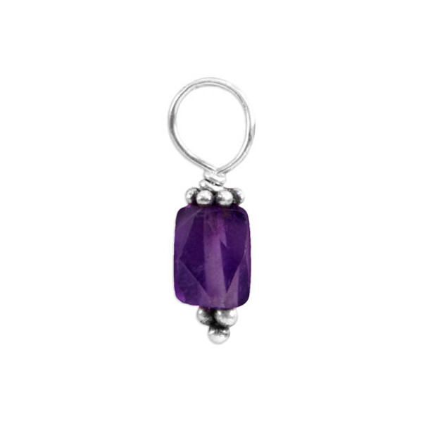 Amethyst Gemstone Bead w/Bali Flower (Feb)