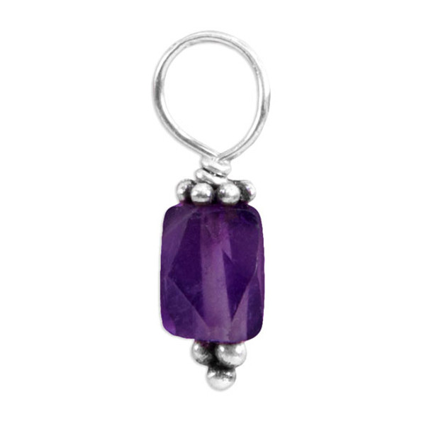 Amethyst Gemstone Bead w/Bali Flower (Feb)