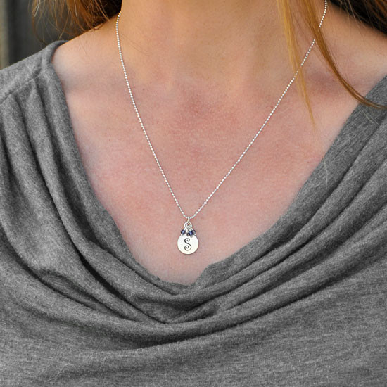 Curly Initial with Stone Cluster on Model