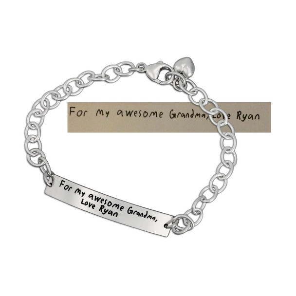 Mother's Day Silver Handwriting ID Bracelet, with the original handwriting