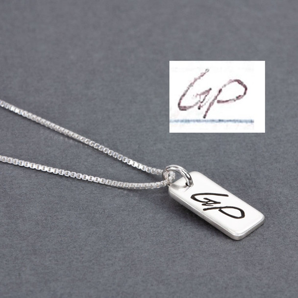 Dainty Rectangle Handwriting Necklace