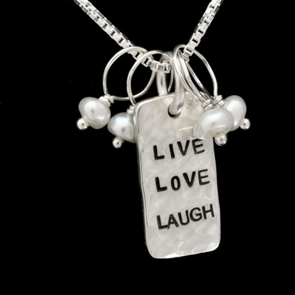 Dainty Hammered Live Love Laugh Necklace