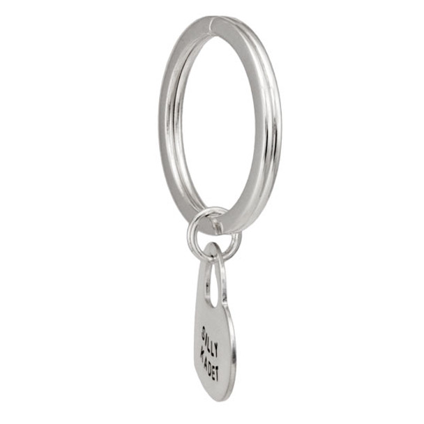 Silver Heart Key Ring custom stamped with your words, shown from the side