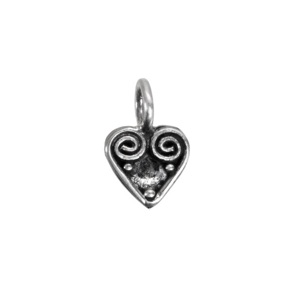 Silver Heart Swirl Charm