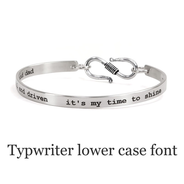 Graduate gift for daughter - Hand-Stamped Inspiration Bracelet in Sterling Silver with inspiring messages from family, with letters in typewriter lower case font