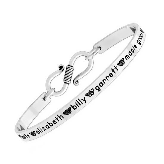 Hand-Stamped Inspiration Mommy Bracelet in Sterling Silver with Kids' Names