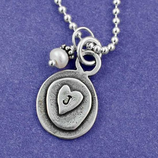 Layered Heart Charm Necklace & Pearl