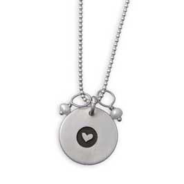 Matte Symbol Disc Necklace with Stones