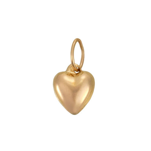 Puffed Heart Gold-Filled Charm, shown close up on white