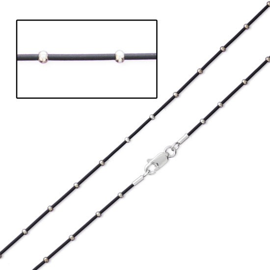 Rubber Cord with Tiny Sterling Beads