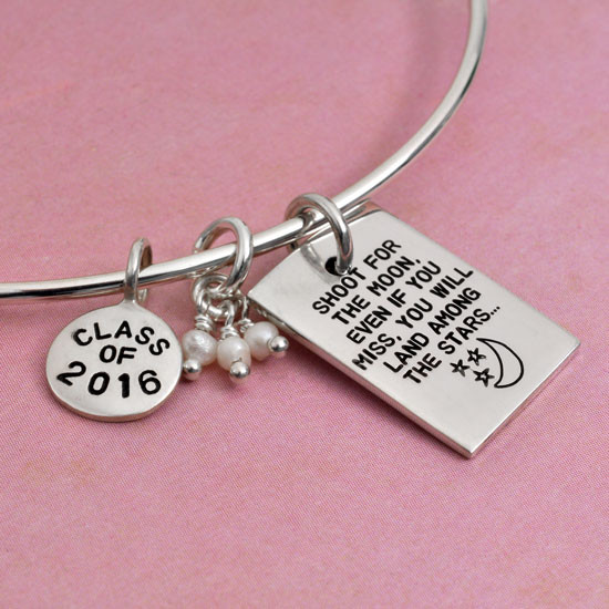 Shoot For the Moon Bangle Charm Bracelet