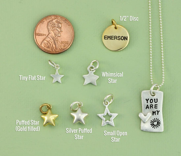 Charm size comparison of some star charms