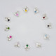Sculpted Hearts Birthstone Charms in fine silver, showing all months, from another angle
