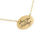 Custom gold oval handwriting necklace, personalized with loved one's actual handwriting, shown close up on white