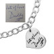 Signature handwriting silver heart bracelet, close up
