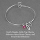 Cute silver sideways open heart charm, shown on a swirly bangle with Little Tag Charm and Swarovski stone