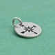 Side view of stamped silver compass charm, for graduation gift necklace or bracelet