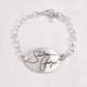 Large oval handwriting memorial silver bracelet with heart charm