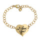 Custom Handwriting Heart Linked Bracelet in Gold, personalized with handwritten I Love You, shown on a white background