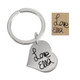 Custom Handwriting Heart silver Key Ring, with handwritten name from daughter, shown with the original signature