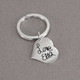 Custom Handwriting Heart silver Key Ring, with handwritten name from daughter, shown from top