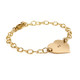 Hand Stamped Gold Heart Linked Bracelet, shown from the side on white, with "CJ" stamped on the heart