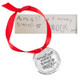 Original handwritten note from kids with the fine pewter Christmas ornament, personalized with that handwriting engraved on it