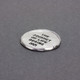 Gift for new graduate from parents, with inspirational message, stamped on fine pewter pocket token. Shown on gray from the side