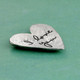 Heart pocket charm with handwriting side view